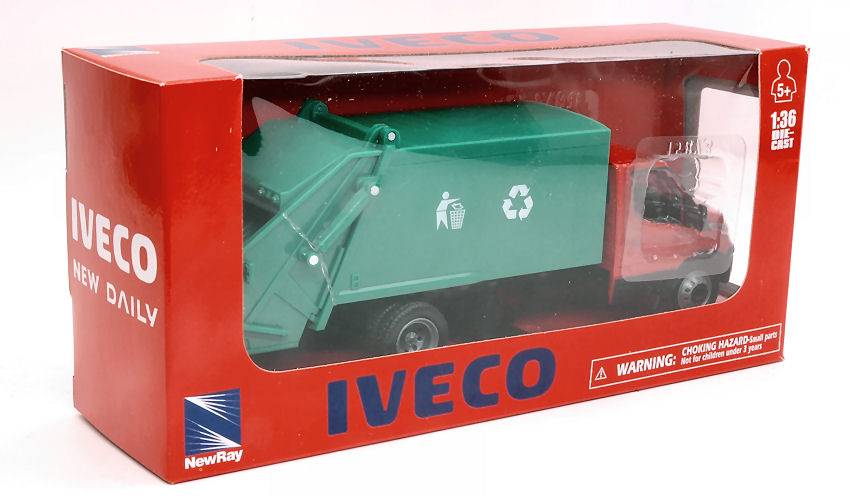 MODELLINO IN SCALA COMPATIBILE CON IVECO DAILY RACCOLTA RIFIUTI ROSSO 1:36 NEW RAY NY15873P