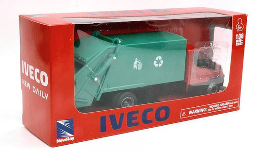 MODELLINO IN SCALA COMPATIBILE CON IVECO DAILY RACCOLTA RIFIUTI ROSSO 1:36 NEW RAY NY15873P