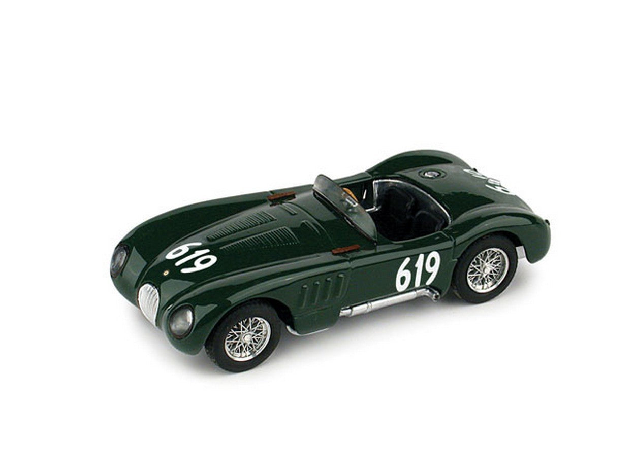 MODELLINO IN SCALA COMPATIBILE CON JAGUAR C TYPE N.619 RETIRED MILLE MIGLIA 1951 S.MOSS-DEWIS 1:43 BRUMM BM0357
