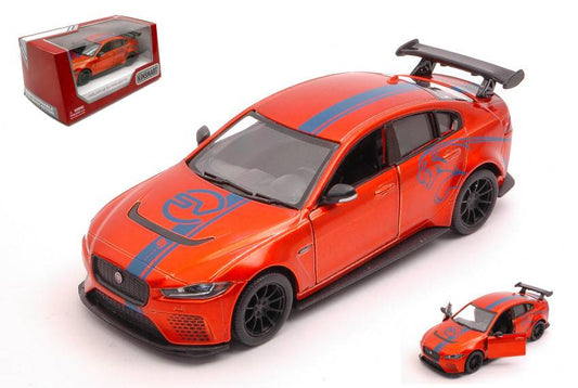 MODELLINO IN SCALA COMPATIBILE CON JAGUAR XE SV 2018 ORANGE MET.cm 12 BOX KINSMART KT5416WFO