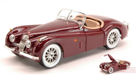 MODELLINO IN SCALA COMPATIBILE CON JAGUAR XK 120 ROADSTER 1951 AMARANT 1:24 BURAGO BU22018AM