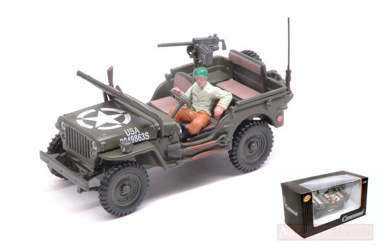 MODELLINO IN SCALA COMPATIBILE CON JEEP 1/4 Ton.C/MITRAGLIA E FIGURA 1:43 CARARAMA CA90141