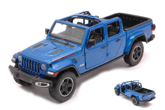 MODELE REDUIT COMPATIBLE AVEC JEEP GLADIATOR RUBICON OUVERT TOP BLEU 1:24 MOTORMAX MTM79370B