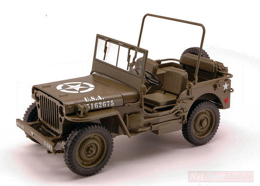 SCALE MODEL COMPATIBLE WITH JEEP WILLYS 1/4 TON US ARMY TRUCK 1:18 WELLY WE18055C