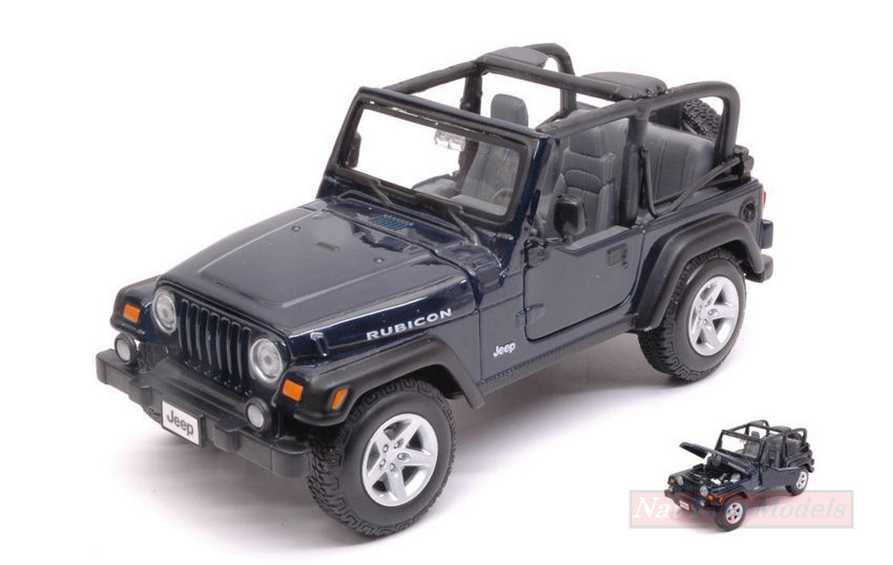 SCALE MODEL COMPATIBLE WITH JEEP WRANGLER RUBICON 1997 DARK BLUE 1:27 MAISTO MI31245DB
