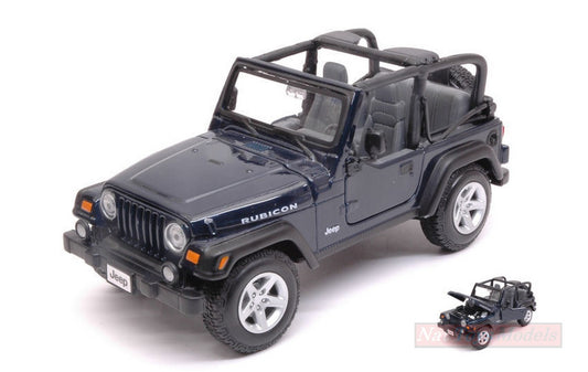 MODELLINO IN SCALA COMPATIBILE CON JEEP WRANGLER RUBICON 1997 DARK BLUE 1:27 MAISTO MI31245DB