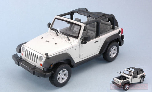 MODELLINO IN SCALA COMPATIBILE CON JEEP WRANGLER RUBICON 2007 OPEN WHITE 1:24-27 WELLY WE22489W