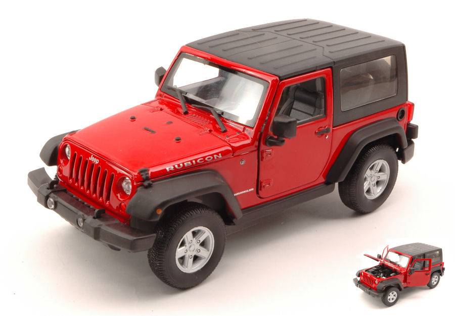 SCALE MODEL COMPATIBLE WITH JEEP WRANGLER RUBICON 2007 SOFT TOP RED 1:24 WELLY WE22489CR