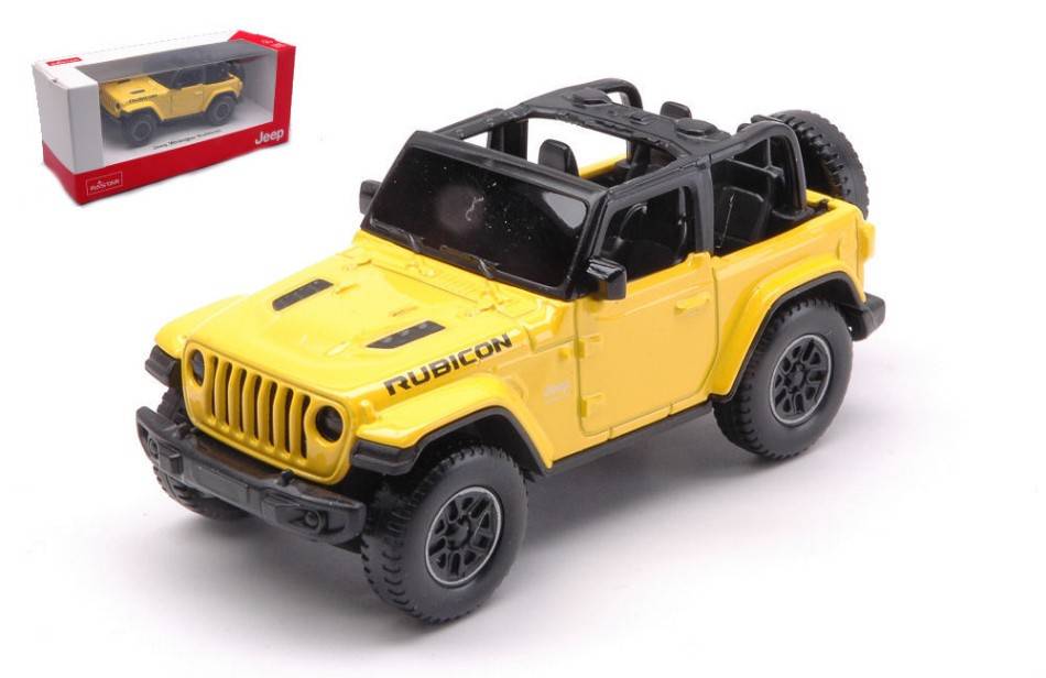 MODELE REDUIT COMPATIBLE AVEC JEEP WRANGLER RUBICON OUVERT JAUNE 1:43 RASTAR RAT59000Y