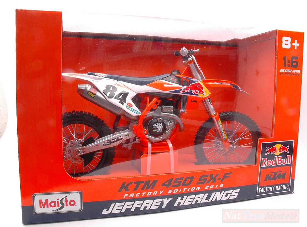 MODELE REDUIT COMPATIBLE AVEC KTM 450 SX-F N.84 JEFFREY HERLINGS 1:6 MAISTO MI32228