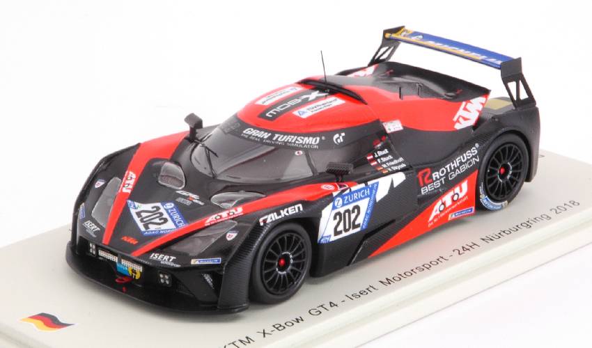 MODELE REDUIT COMPATIBLE AVEC KTM X-BOW GT4 N.202 CUP-X CLASSE 24 H NURBURGRING 2018 STUCK 1:43 SPARK MODEL SG415