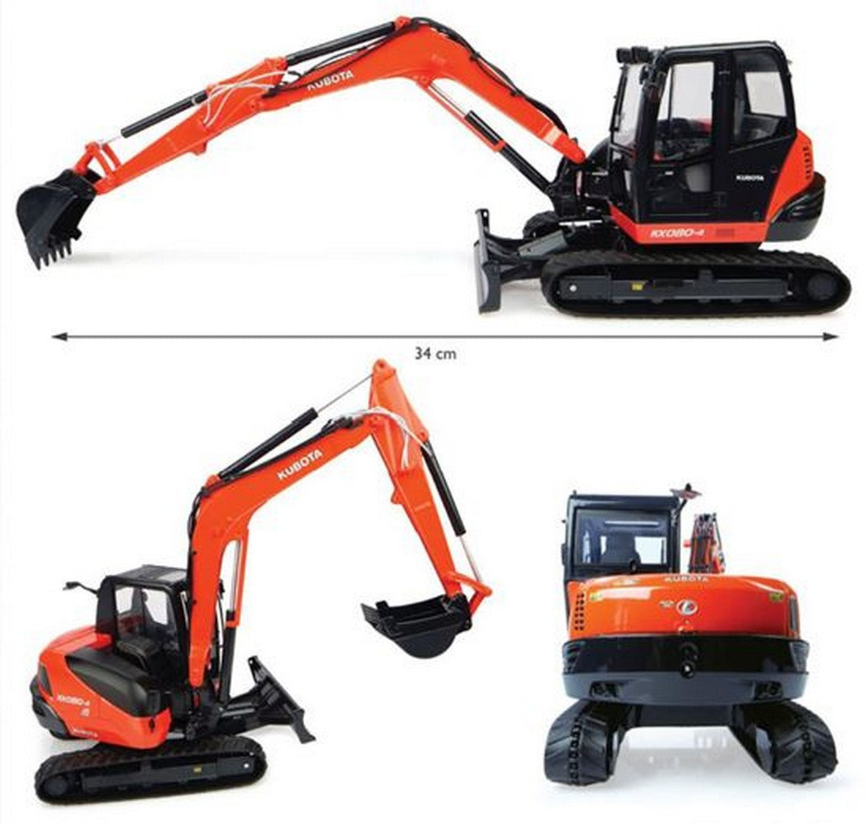SCALE MODEL COMPATIBLE WITH KUBOTA KX080-4 (US VERSION) 1:24 UNIVERSAL UH8102
