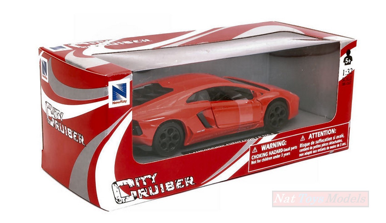 MODELLINO IN SCALA COMPATIBILE CON LAMBORGHINI AVENTADOR LP 700-4 ORANGE METALLIC 1:32 NEW RAY NY51493AOR