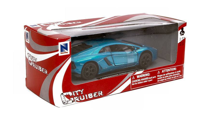 MODELLINO IN SCALA COMPATIBILE CON LAMBORGHINI AVENTADOR LP 700-4 TURQUOISE METALLIC 1:32 NEW RAY NY51493AT