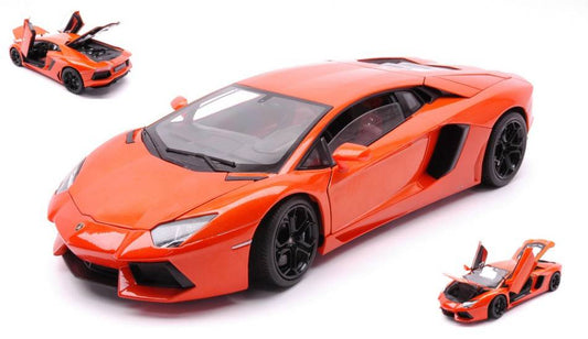 MODELLINO IN SCALA COMPATIBILE CON LAMBORGHINI AVENTADOR LP700 2011 ORANGE ARGOS 1:18 WELLY WE18041O