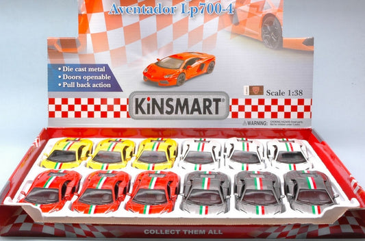 MODELLINO IN SCALA COMPATIBILE CON LAMBORGHINI AVENTADOR LP700-4 2013 NAZIONALE 1:38 KINSMART KT5355DF