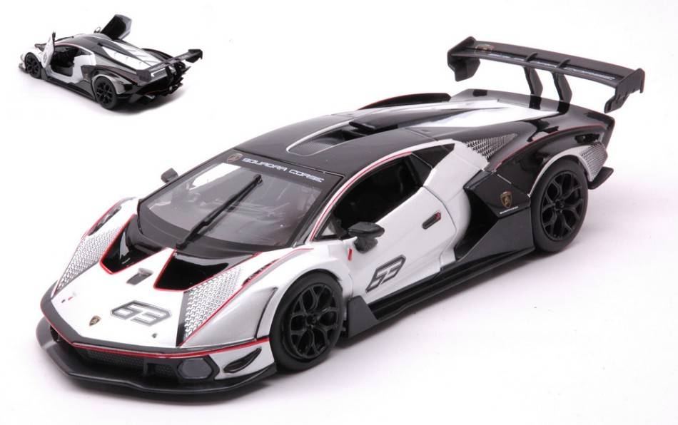 MODELLINO IN SCALA COMPATIBILE CON LAMBORGHINI ESSENZA SCV N.63 WHITE 1:24 BURAGO BU28023W