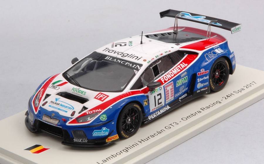 SCALE MODEL COMPATIBLE WITH LAMBORGHINI HURACAN GT3 N.12 24 H SPA 2017 BERETTA-GATTUSO-PICCINI 1:43 SPARK MODEL SB295
