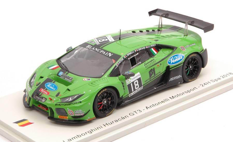SCALE MODEL COMPATIBLE WITH LAMBORGHINI HURACAN GT3 N.18 SPA 2018 PEREZ-GIRAUDI-SPINELLI-ALTOE 1:43 SPARK MODEL SB306