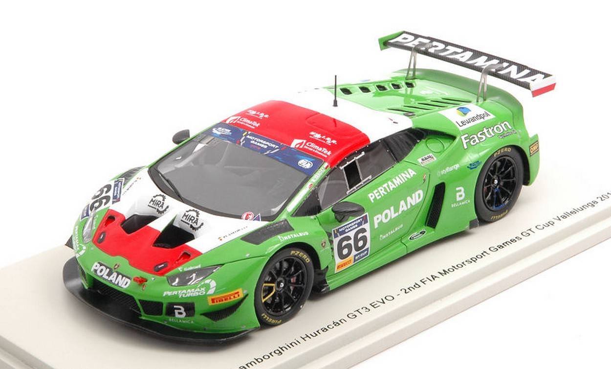MODÈLE RÉDUIT COMPATIBLE AVEC LAMBORGHINI HURACAN GT3 N.66 2ème VALLELUNGA 2019 LEWANDOSKI-JANOSZ 1:43 SPARK MODEL S9608