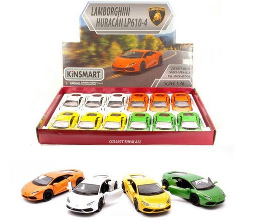 SCALE MODEL COMPATIBLE WITH LAMBORGHINI HURACAN LP610-4 1:36 cm 12 KINSMART KT5382D