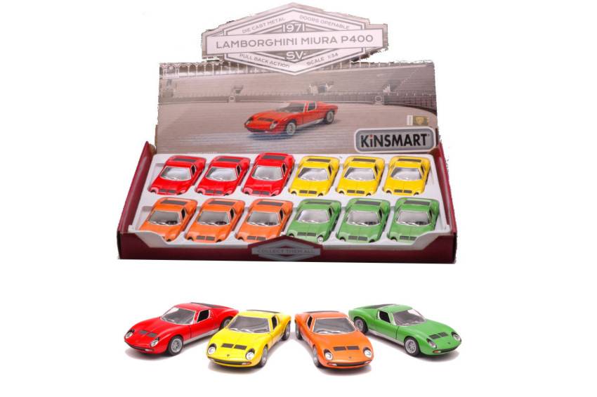 SCALE MODEL COMPATIBLE WITH LAMBORGHINI MIURA P400 SV COL.ASS.cm 12.5 KINSMART KT5390D