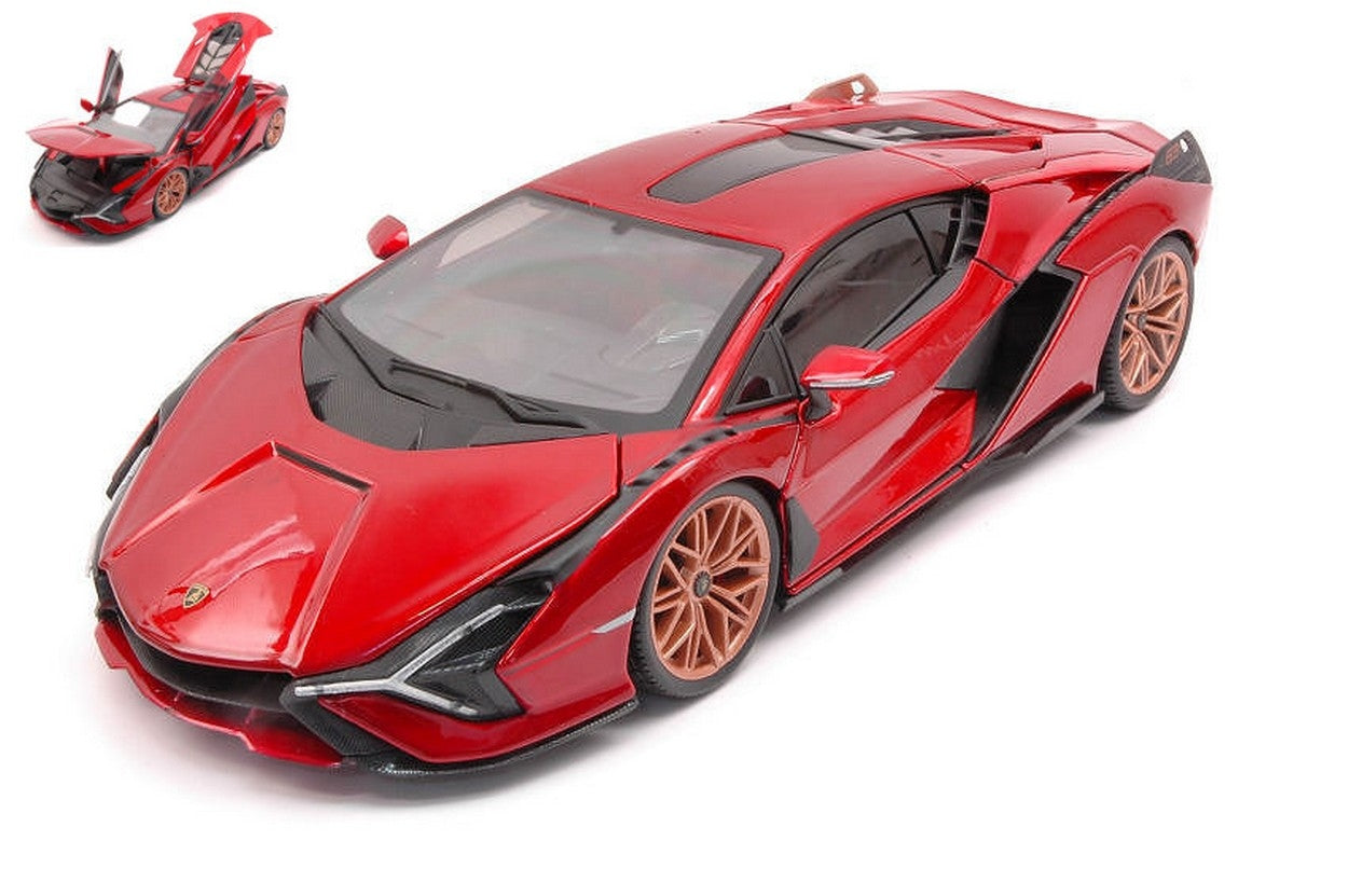 Lamborghini Sian 1/18 Burago – Blanche Et Noire, Hybride, Neuve