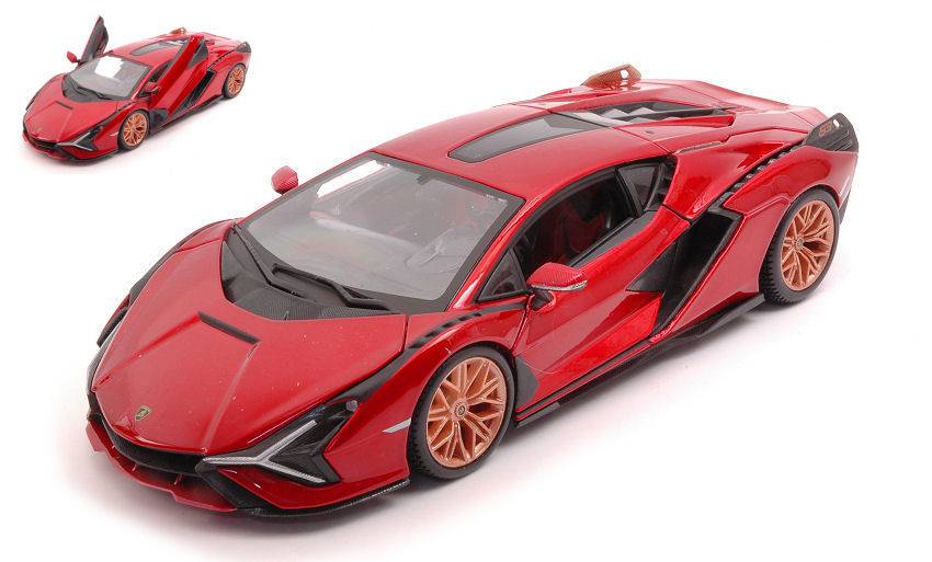 SCALE MODEL COMPATIBLE WITH LAMBORGHINI SIAN FKP 37 METALLIC RED 1:24 BURAGO BU21099R