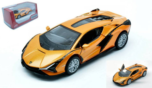 SCALE MODEL COMPATIBLE WITH LAMBORGHINI SIAN ORANGE BOX 12 cm KINSMART KT5431WO
