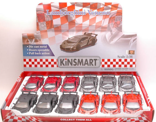 SCALE MODEL COMPATIBLE WITH LAMBORGHINI VENENO 1:36 cm 12 KINSMART KT5367D