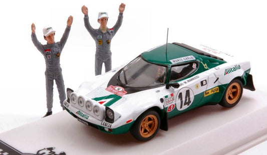 MODÈLE RÉDUIT COMPATIBLE AVEC LANCIA STRATOS HF N.14 RALLY MONTE C.1975 W/FIG.MUNARI/MANNUC.1:43 IXO MODEL SPRM001-75