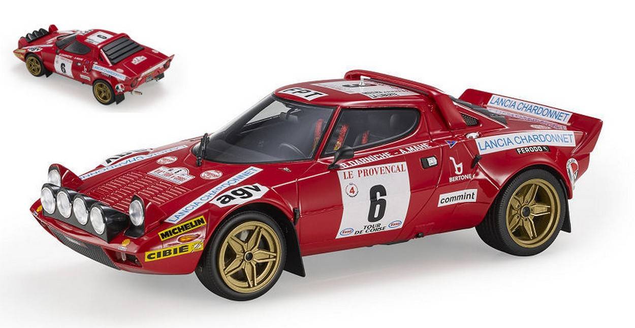 MODELE REDUIT COMPATIBLE AVEC LANCIA STRATOS HF N.6 VAINQUEUR TOUR DE CORSE 1975 DARNICHE-MAHE 1:18 TOPMARQUES TOP099C