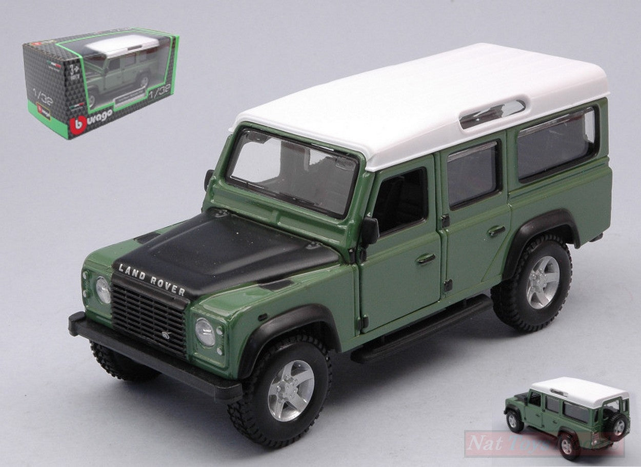 MODELLINO IN SCALA COMPATIBILE CON LAND ROVER DEFENDER 115 GREEN/BLACK 1:32 BURAGO BU43029G