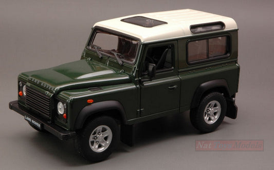SCALE MODEL COMPATIBLE WITH LAND ROVER DEFENDER 90 1984 GREEN/WHITE 1:24 WELLY WE4012