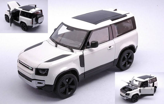 SCALE MODEL COMPATIBLE WITH LAND ROVER DEFENDER WHITE 1:24 WELLY WE24110W