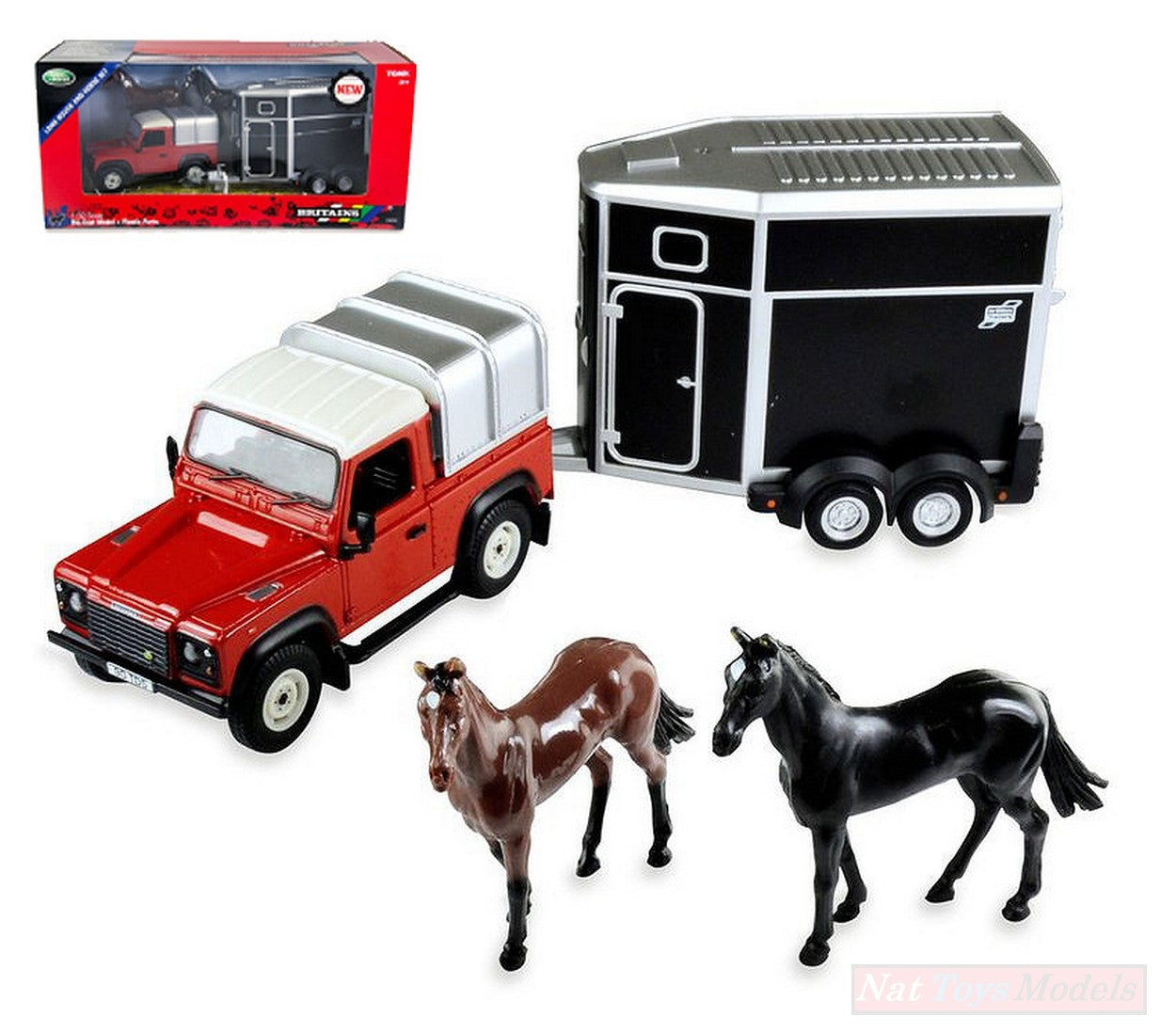 MODELLINO IN SCALA COMPATIBILE CON LAND ROVER HORSE SET 1:32 BRITAINS LC43239