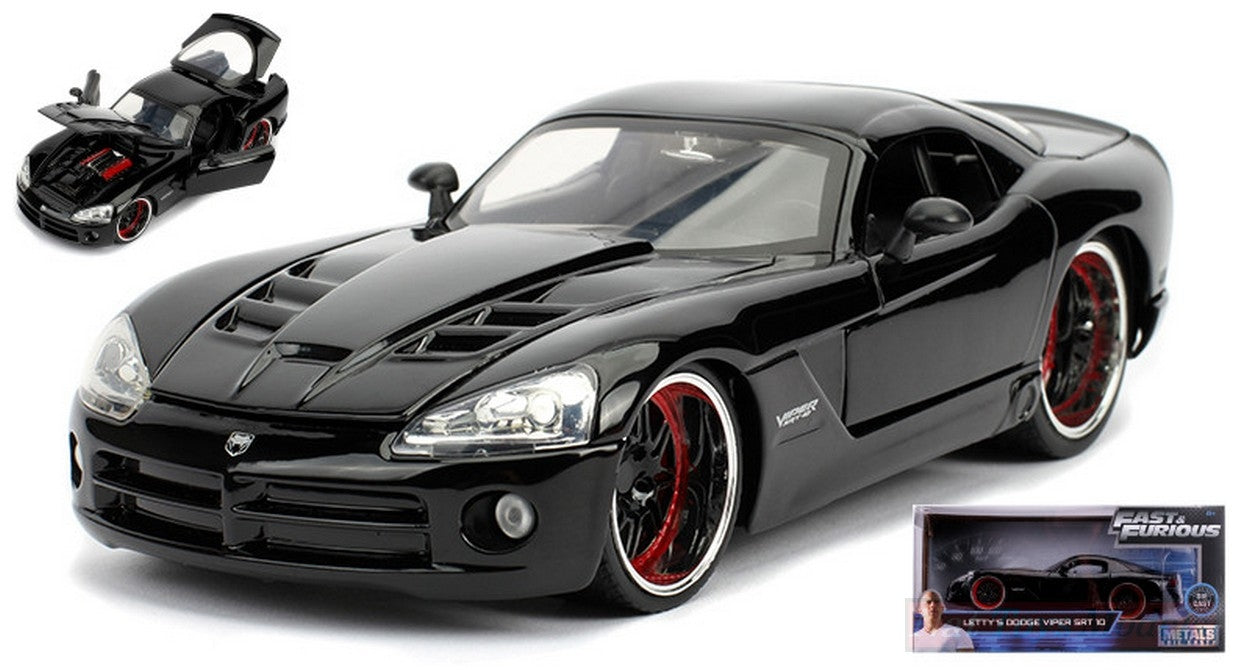 MODÈLE RÉDUIT COMPATIBLE AVEC LETTY'S DODGE VIPER SRT-10 FAST &amp; FURIOUS NOIR 1:24 JADA TOYS JADA30731