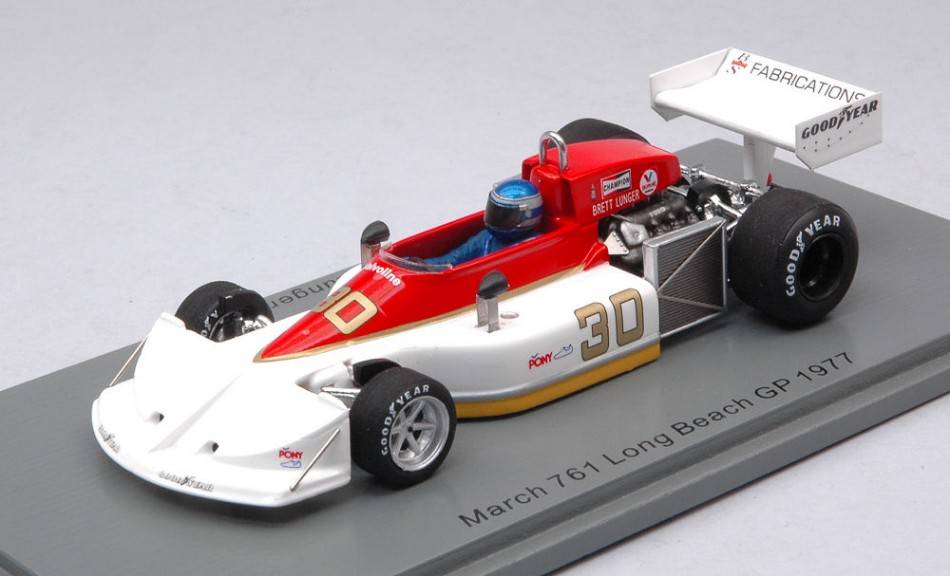 SCALE MODEL COMPATIBLE WITH MARCH 761 BRETT LUNGER 1977 N.30 LONG BEACH GP 1:43 SPARK MODEL S7271