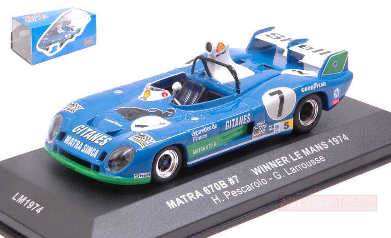 SCALE MODEL COMPATIBLE WITH MATRA MS 670 B N.7 WINNER LM 1974 H.PESCAROLO-G.LARROUSSE 1:43 IXO MODEL LM1974
