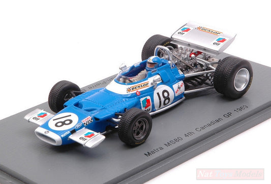 SCALE MODEL COMPATIBLE WITH MATRA MS80 JEAN PIERRE BELTOISE 1969 N.18 4th CANADIAN GP 1:43 SPARK MODEL S7194