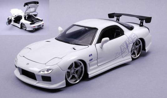 MODELLINO IN SCALA COMPATIBILE CON MAZDA RX-7 "FAST AND FURIOUS" 1993 WHITE 1:24 JADA TOYS JADA03065