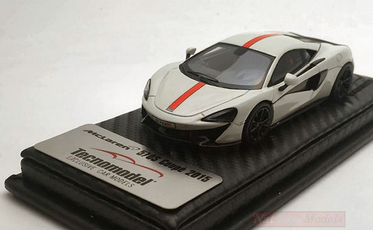 SCALE MODEL COMPATIBLE WITH MCLAREN 570S AVUS WHITE WITH RED STRIPE AND RED INSERT 2015 1:43 TECNOMODEL TMD43EX02F
