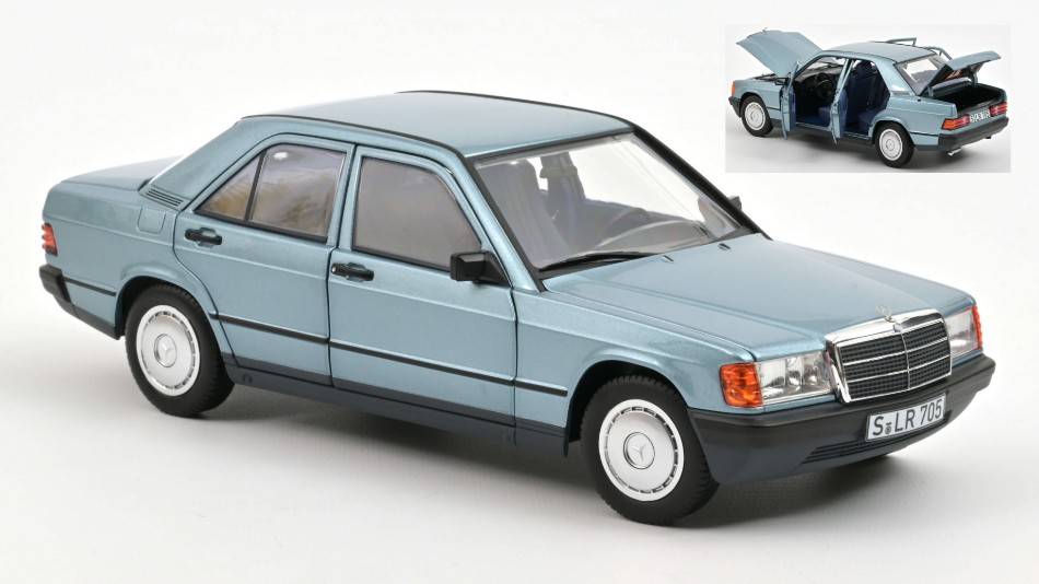 SCALE MODEL COMPATIBLE WITH MERCEDES 190 AND 1984 LIGHT BLUE METALLIC 1:18 NOREV NV183828