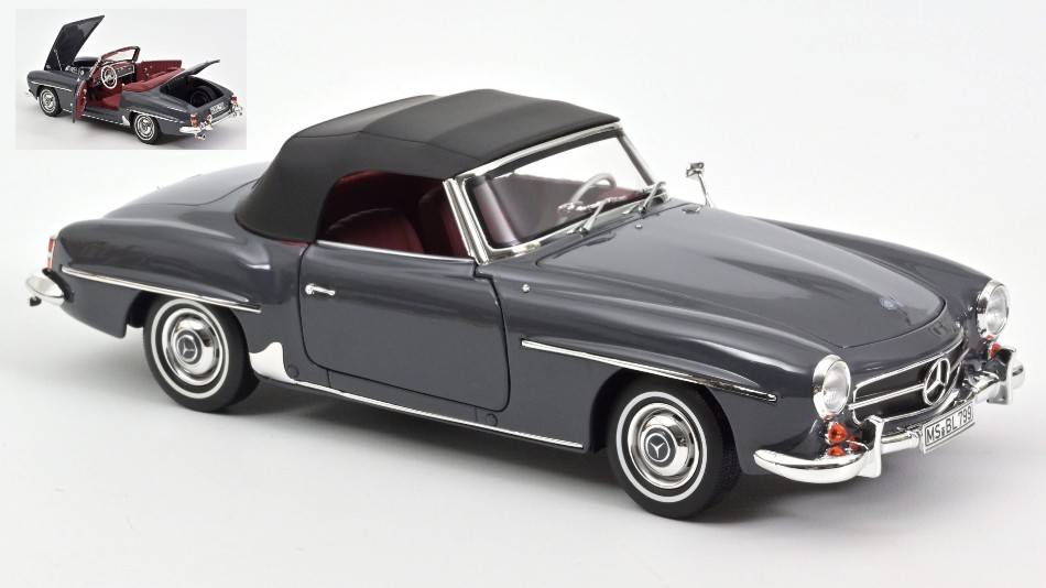 MODELLINO IN SCALA COMPATIBILE CON MERCEDES 190 SL 1957 GREY 1:18 NOREV NV183402
