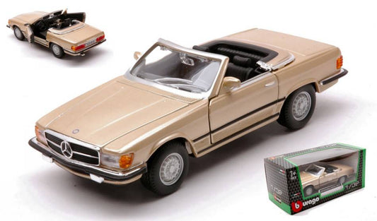 MODELE REDUIT COMPATIBLE AVEC MERCEDES 450 SL 1977 OR MÉTALLIQUE 1:32 BURAGO BU43056