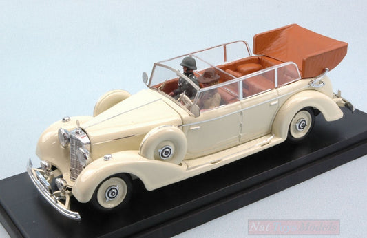 SCALE MODEL COMPATIBLE WITH MERCEDES 770K 1938 CREAM W/FIGURE EVA BRAUN AND GUARD 1:43 RIO RI4490P