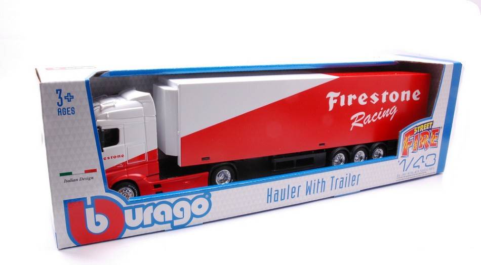 MODELE REDUIT COMPATIBLE AVEC MERCEDES ACTROS GIGASPACE FIRESTONE RACING 1:43 BURAGO BU31460R