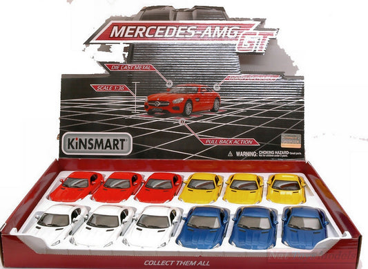 SCALE MODEL COMPATIBLE WITH MERCEDES AMG GT 12 cm COL.ASS.1:36 KINSMART KT5388D