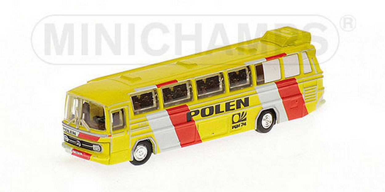 MODELLINO IN SCALA COMPATIBILE CON MERCEDES BUS O321H 1974 NAZIONALE POLACCA 1:160 MINICHAMPS PM169035189