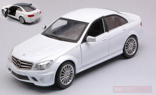 SCALE MODEL COMPATIBLE WITH MERCEDES C CLASS 2008 AMG WHITE 1:24 NEW RAY NY71083W